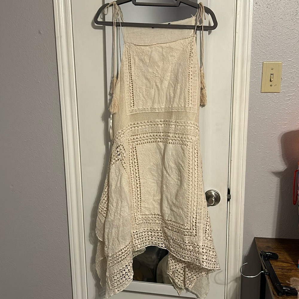 Tie strap cream Doe & Rae bandana embroidered summer dress